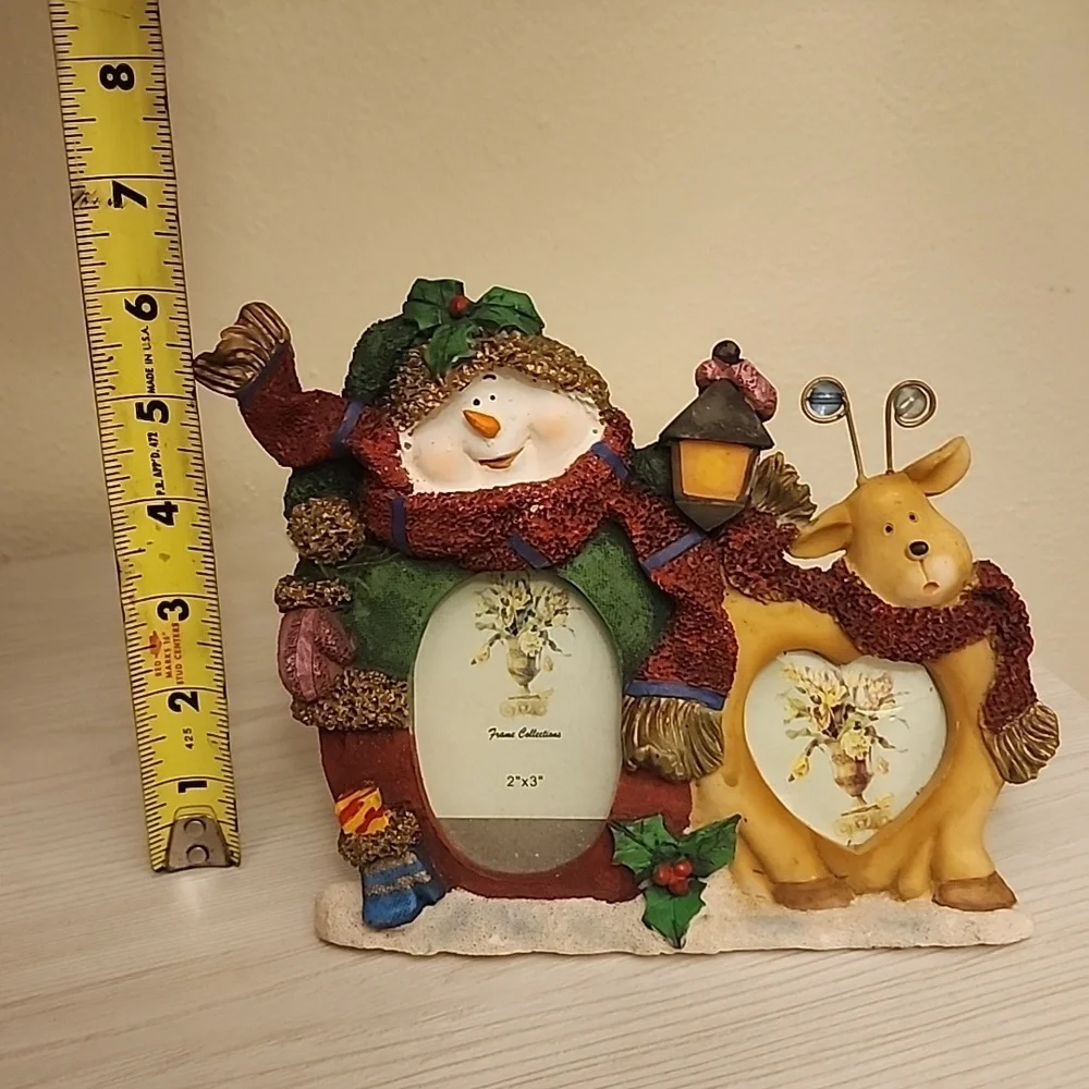 Snowman & Raindeer holiday photo frame